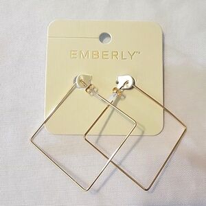 Emberly Gold Tone Square Hoop Earings